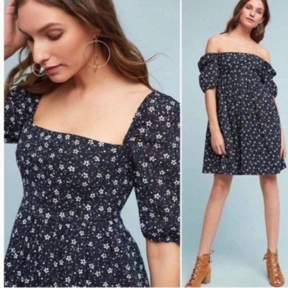 Anthropologie Maeve Lillian Floral Eyelet Peasant Dress